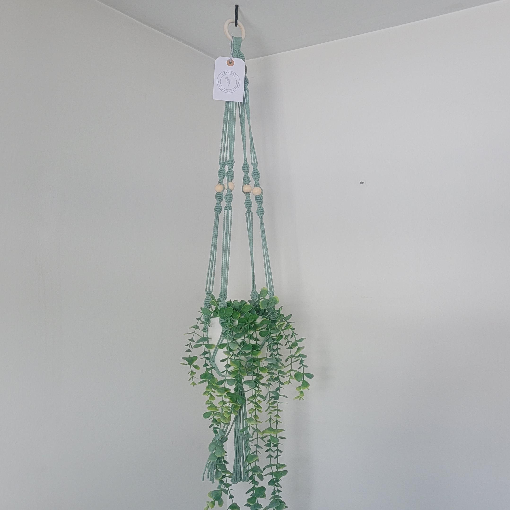 Sage Beaded Plant Hanger | Maritime Macrame